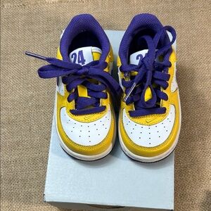 Nike Force 1 (TD) Kobe 24 Sneakers in Yellow and Purple